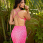 Primavera-Couture-3353-Hot-Pink-Cocktail-Dress-back-Fitted-Sequins-backless