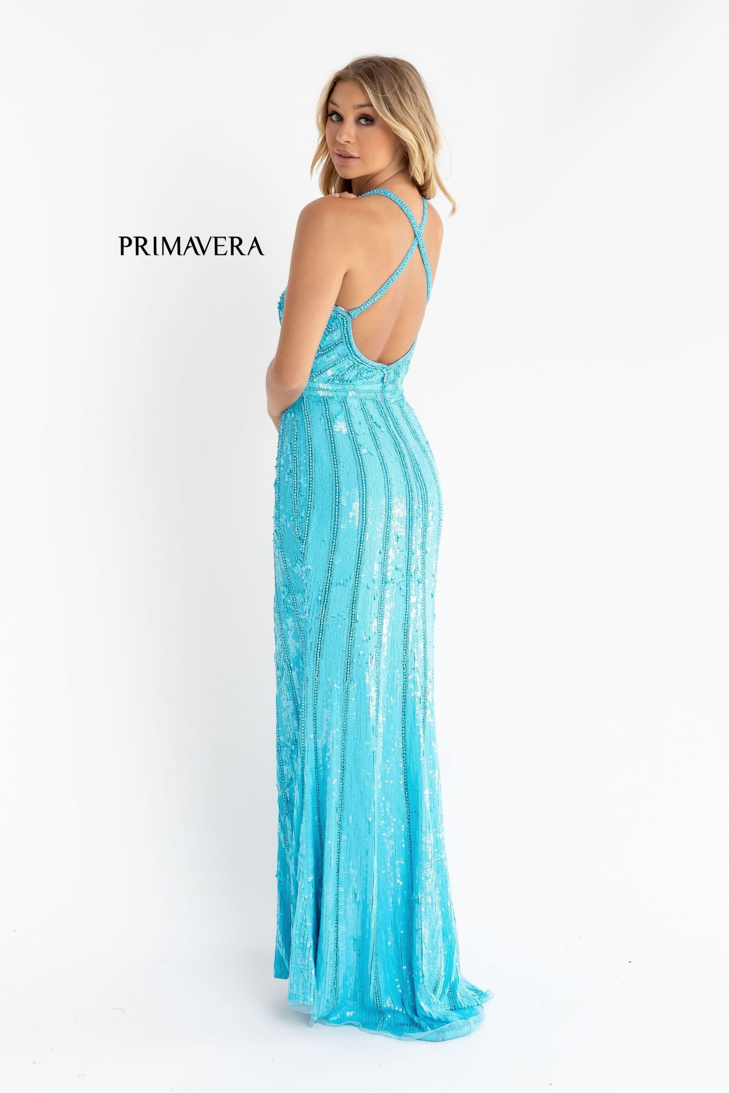 Primavera Couture 3441 is a iridescent sequins long formal Prom Dress, Pageant Gown, Wedding Dress & Formal Evening Wear gown. Featuring a v neckline with Iridescent Multi sequins and Hand Embellishments. This evening gown is perfect for any formal event! Slit in skirt.
