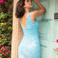 Primavera-Couture-3514-Turquoise-Cocktail-Dress-Back-beaded-fitted-wide-waistband-wide-straps