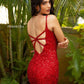 Primavera-Couture-3572-Red-Cocktail-Dress-back-v-neckline-sheer-sequins-short-homecoming-dress