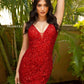 Primavera-Couture-3572-Red-Cocktail-Dress-front-v-neckline-sheer-sequins-short-homecoming-dress