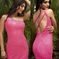 Primavera-Couture-3573-Hot-Pink-Cocktail-Dress-One-Shoulder-Fitted-Sequins