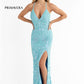 Primavera-Couture-3721-light-turquoise-prom-dress-2-front-long-beaded-v-neckline-slit-crisscross-back
