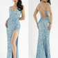 Primavera-Couture-3791-periwinkle-prom-dress-sequins-long-v-neckline-lace-up-corset-back-side-slit