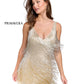 Primavera-Couture-3803-Nude-Gold-Fringe-Cocktail-Dress-short-v-neckline-front