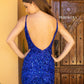 Primavera-Couture-3813-Royal-homecoming-dress-short-sequin-v-neckline-fitted-cocktail-dress-back-2