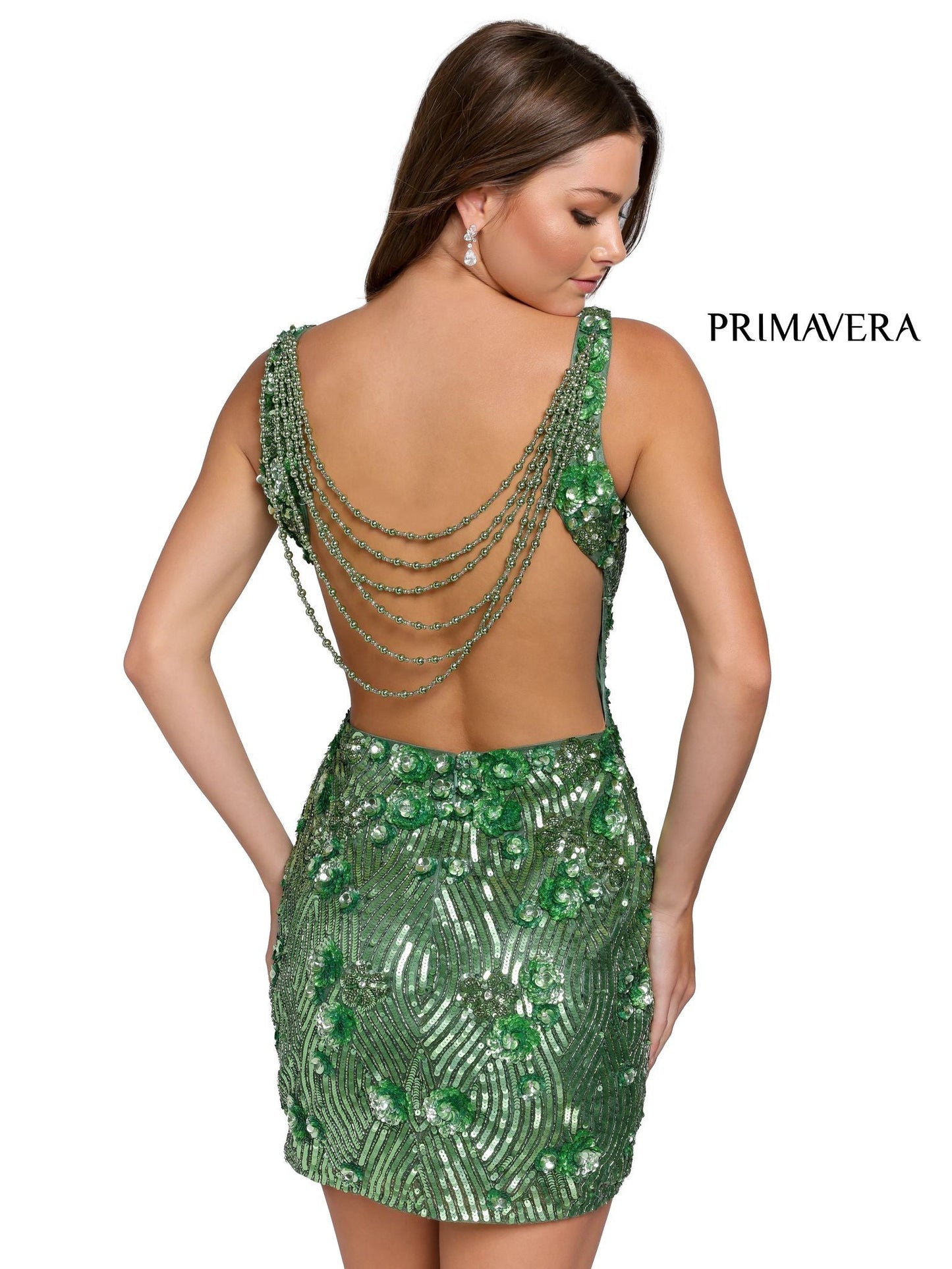 Primavera Couture 3850 size 8 Short vory Homecoming dress Fitted sequin beaded short cocktail dress
