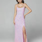 Primavera Couture-3290-Pink-Prom-Dress-Sequins-Long-Fitted-Slit-Tie-Back
