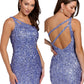 Primavera Couture 3573 This is a Super Amazing Cocktail Dress.  This Fresh Style has a one shoulder double strap that wraps across the open back.  It is fitted and sequined in all of the hottest colors.  Great for cocktail hour, party, homecoming dress.  Available colors:  Baby Pink, Black, Blue, Bright Blue, Emerald, Fuchsia, Gold, Ivory, Lilac, Midnight, Neon Coral, Neon Pink, Neon Sage, Orange, Purple, Red, Turquoise  Available sizes:  00-18