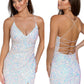 Primavera Couture 3891 Short Fitted Sequin Formal Slit Cocktail Prom Dress Backless Corset. Solid shimmering sequins this fun formal homecoming dress features a v neckline with an open back and lace up tie corset closure. Maxi slit skirt. Great for any formal event!  Available Sizes: 00-18  Available Colors: Baby Pink, Black, Blue, Bright Blue, Emerald, Fuchsia, Ivory, Midnight, Neon Coral, Neon Lilac, Neon Pink, Neon Sage, Orange, Pink, Purple, Red, Turquoise, Yellow