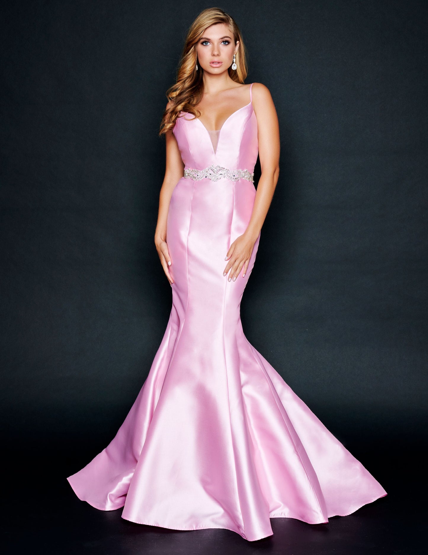 Nina Canacci 2318 Long Mermaid Prom Dress Pageant Gown Mikado Satin