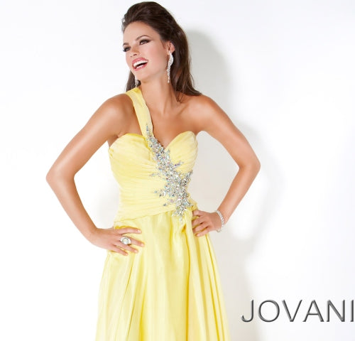 Jovani 111042 Size 14 Royal Long One Shoulder Formal Prom Dress A Line Gown