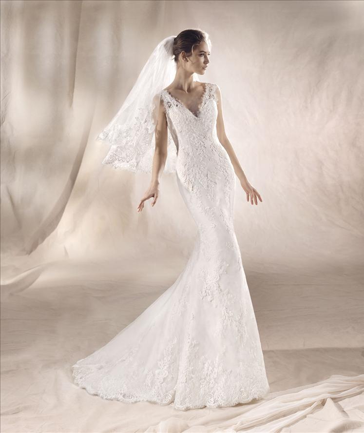 White One Bridal SAEKO Size 14 Pronovias Wedding Dress Lace Mermaid Corset Gown