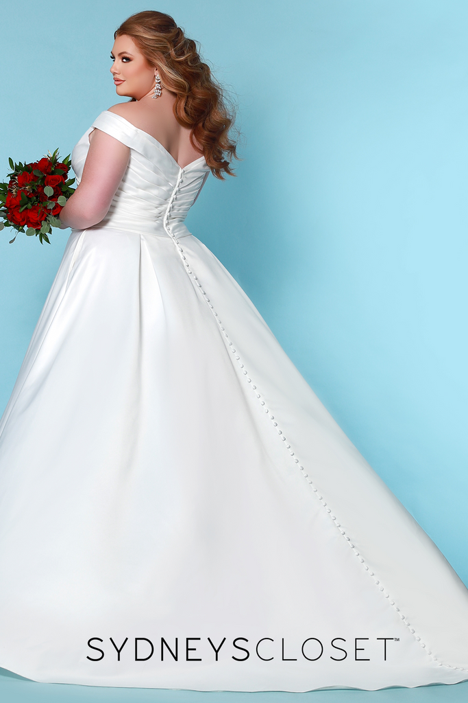 Sydney's Closet SC5257 Veronica Black Wedding Dress Off the Shoulder A line bridal buttons SC 5257