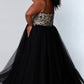 SC7309-Black-Gold-back-prom-dress-evening-gown-wedding-dress-plus-sized-A-line-tulle-skirt-gold-lace-top-spaghetti-straps