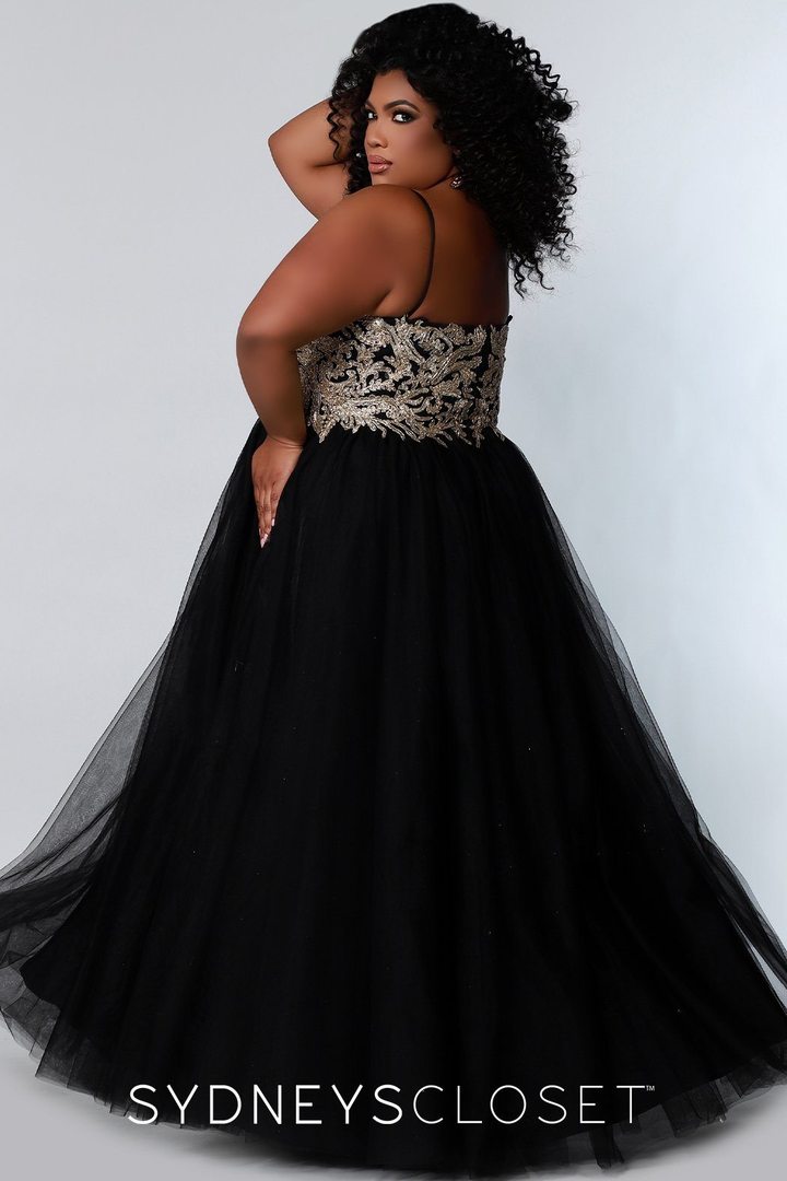 Sydney's Closet SC7309 plus sized prom dress evening gown A line tulle –  Glass Slipper Formals