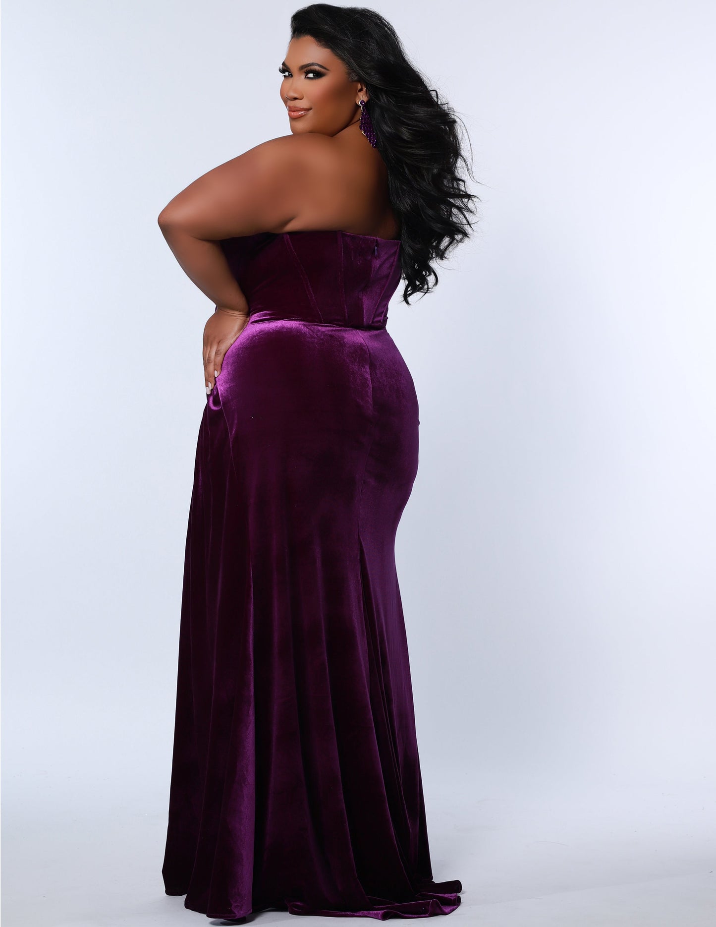 Sydney's Closet SC7342 Size 18, 26 Royal Velvet Prom Dress Strapless Evening Gown Fitted Ruched