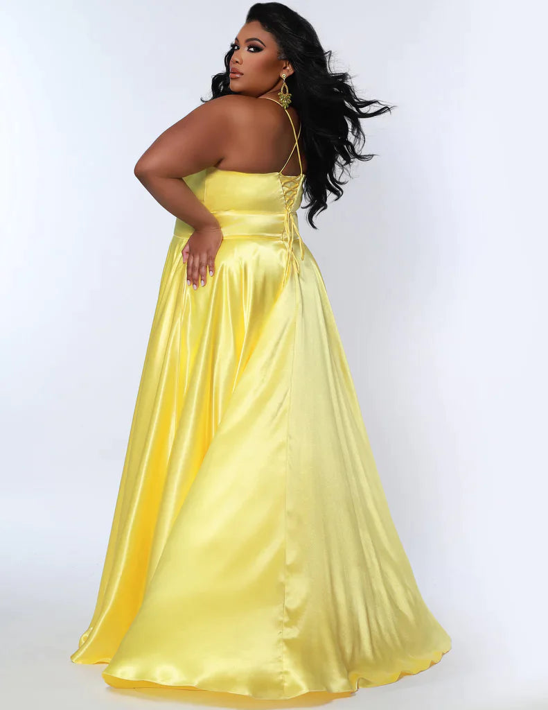 Sydney's Closet SC7355 Size 24 Raspberry A Line Satin Plus Size Prom D – Glass Slipper Formals