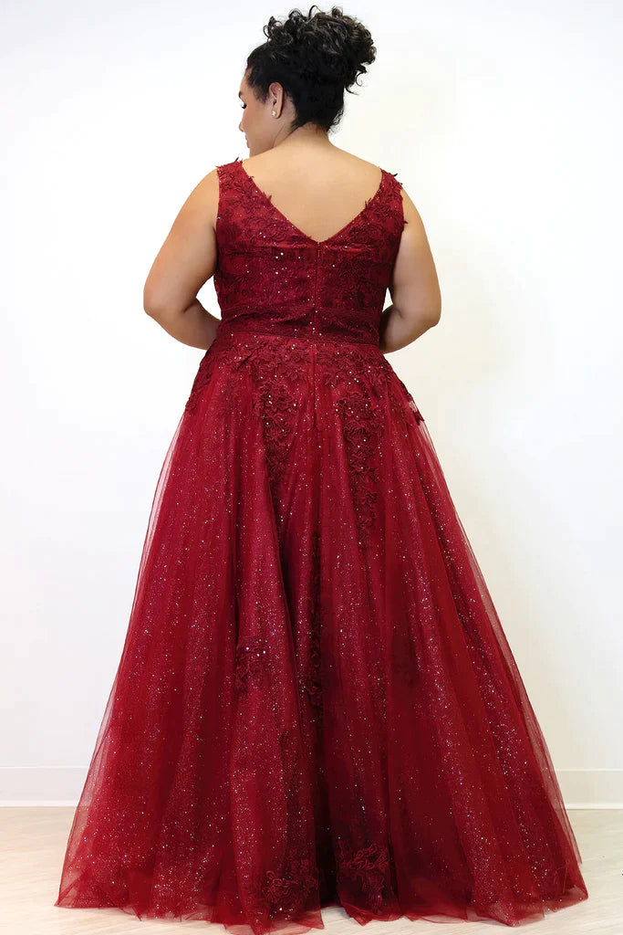 Sydney's Closet SC7358 Size 30 Wine All Things Lace Prom Dress Ballgown glitter sparkle