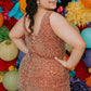 Sydneys Closet SC8110 Short Plus Size fitted Sequin Formal Cocktail Dress Slit gathered V Neckline Gown. Perfect for homecoming & Pageants! Colors: Blue Blitz, Firecracker Red, Green Surge Size Availability: 14-28 Multi-colored sequins Slim empire silhouette Above-knee Length V-neckline Sleeveless