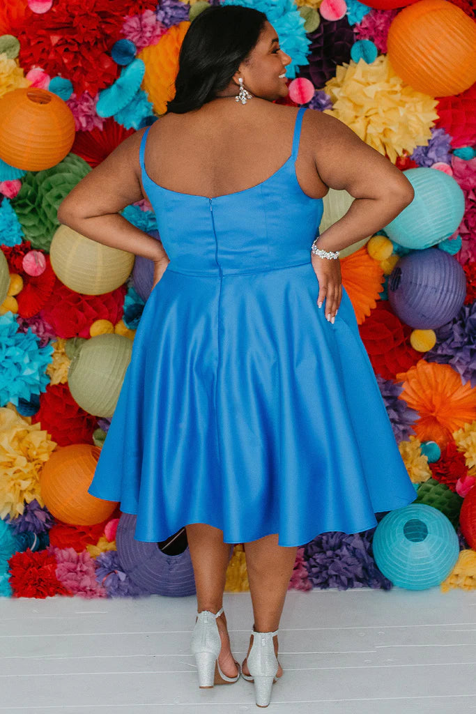 Sydneys Closet SC8115 Size 16 Fuchsia Plus Size Satin A Line Formal Cocktail Dress Homecoming Pockets Sydneys Closet SC8115 Size 16 Fuchsia Plus Size Satin A Line Formal Cocktail Dress Homecoming Pockets