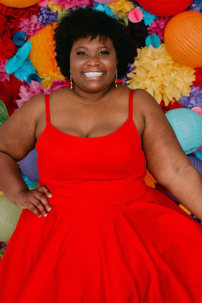Sydneys Closet SC8115 Size 20 Red Plus Size Satin A Line Formal Cocktail Dress Homecoming Pockets