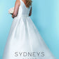 Sydney's Closet SC 5229 Glow from within on your wedding day wearing this simple but strikingly elegant plus size deep v neckline bridal dress. This timeless Mikado satin V-neckline wedding dress comes with a sheer modesty panel. Sweeping A-line skirt flatters every figure. Pockets add a playful - and useful - design detail. Bra-friendly straps and center-back zipper provide style and comfort. Designer Sydney's Closet Style SC5229 for curvy brides who wear plus sizes, super sizes 14 to 40.