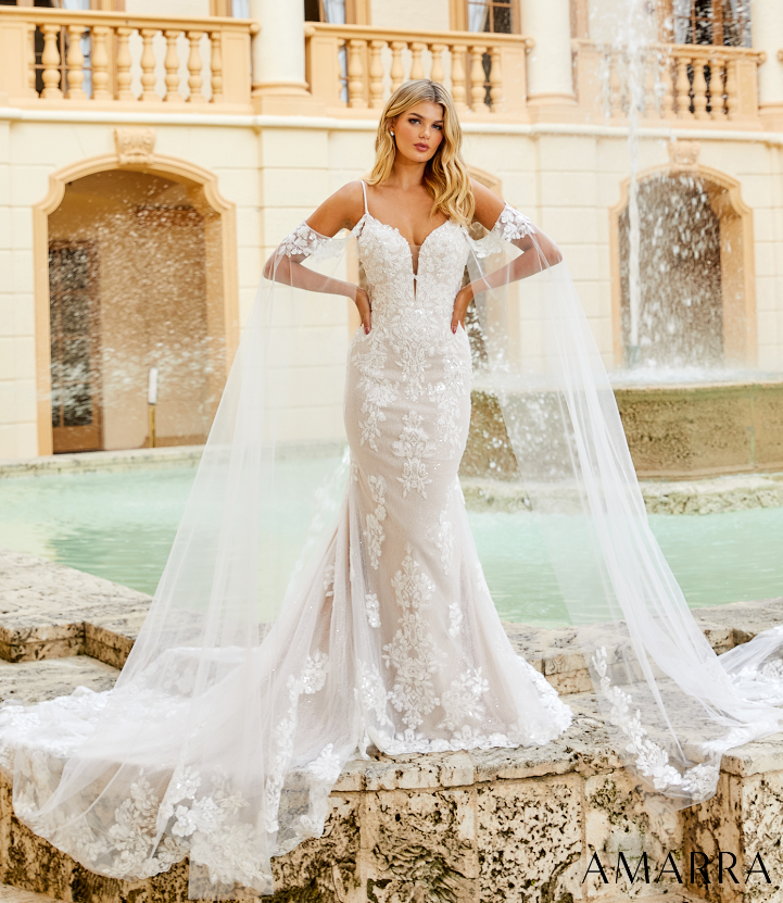 Amarra Bridal Elizabeth 84377 Size 10 Sequin Lace Fitted Wedding Dre –  Glass Slipper Formals