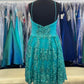 Stella Couture 22756 Size 14 Green Glitter Short Homecoming Dress V Neck Cocktail Gown