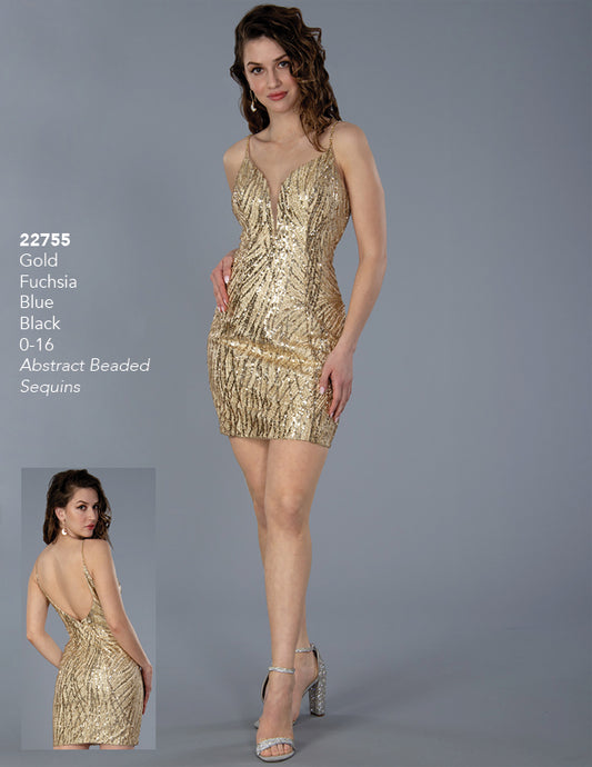 Stella Couture 22755 Short Sequin Fitted Homecoming Cocktail Dress V Neck Formal Gown  Sizes: 0-16  Colors: BLACK, FUCHSIA, BLUE, GOLD