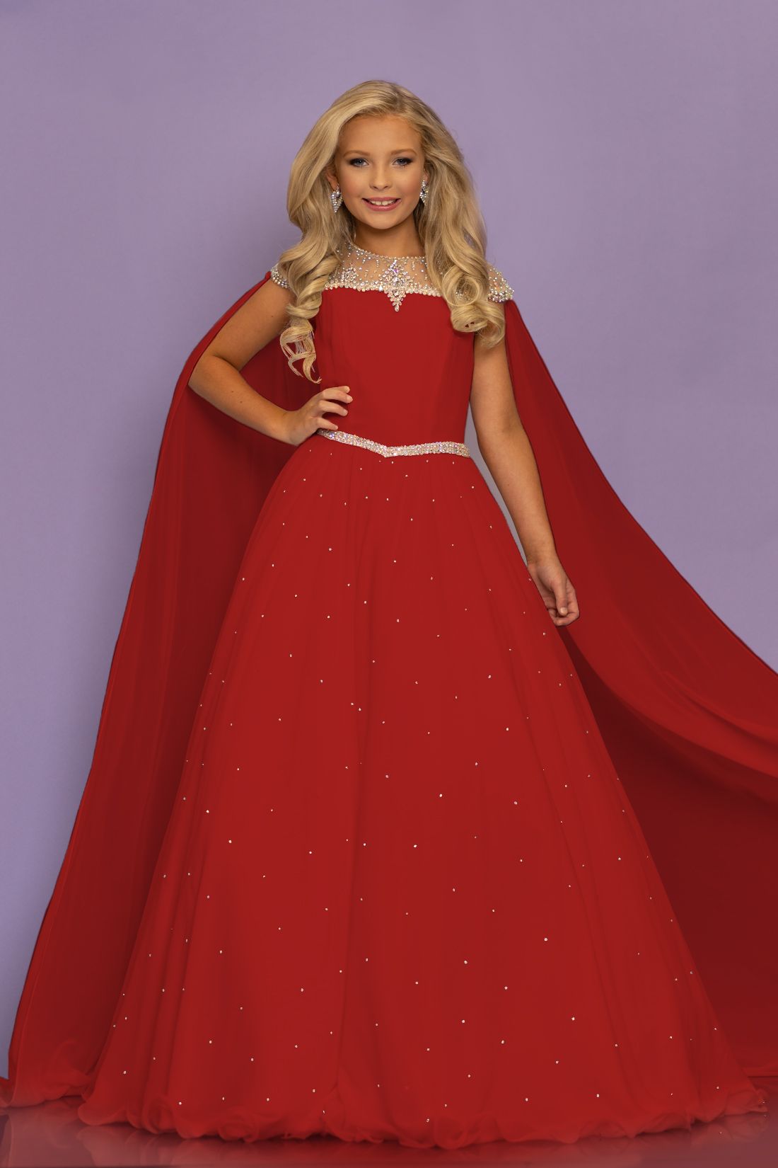 Sugar-Kayne-C136-Red-girls-pageant-dress-ballgown-with-embellished-cape
