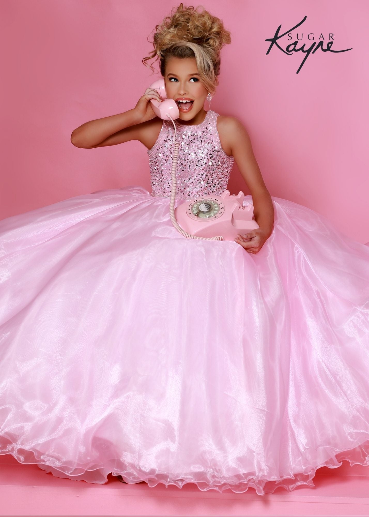    Sugar-Kayne-C186-Petal-Pink-Girls-Pageant-Dress-SequinPearl-encrusted-top-heart-cutout-in-the-back-long-organza-ballgown-skirt-with-train