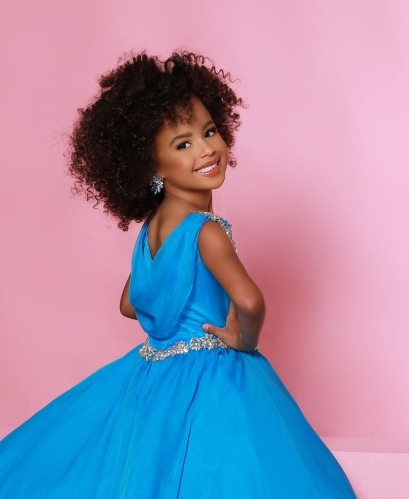    Sugar-Kayne-C192-Electric-Blue-Girls-and-Preteen_s-pageant-dress-high-neckline-cap-sleeves-Cowl-scoop-back-chiffon-long-skirt