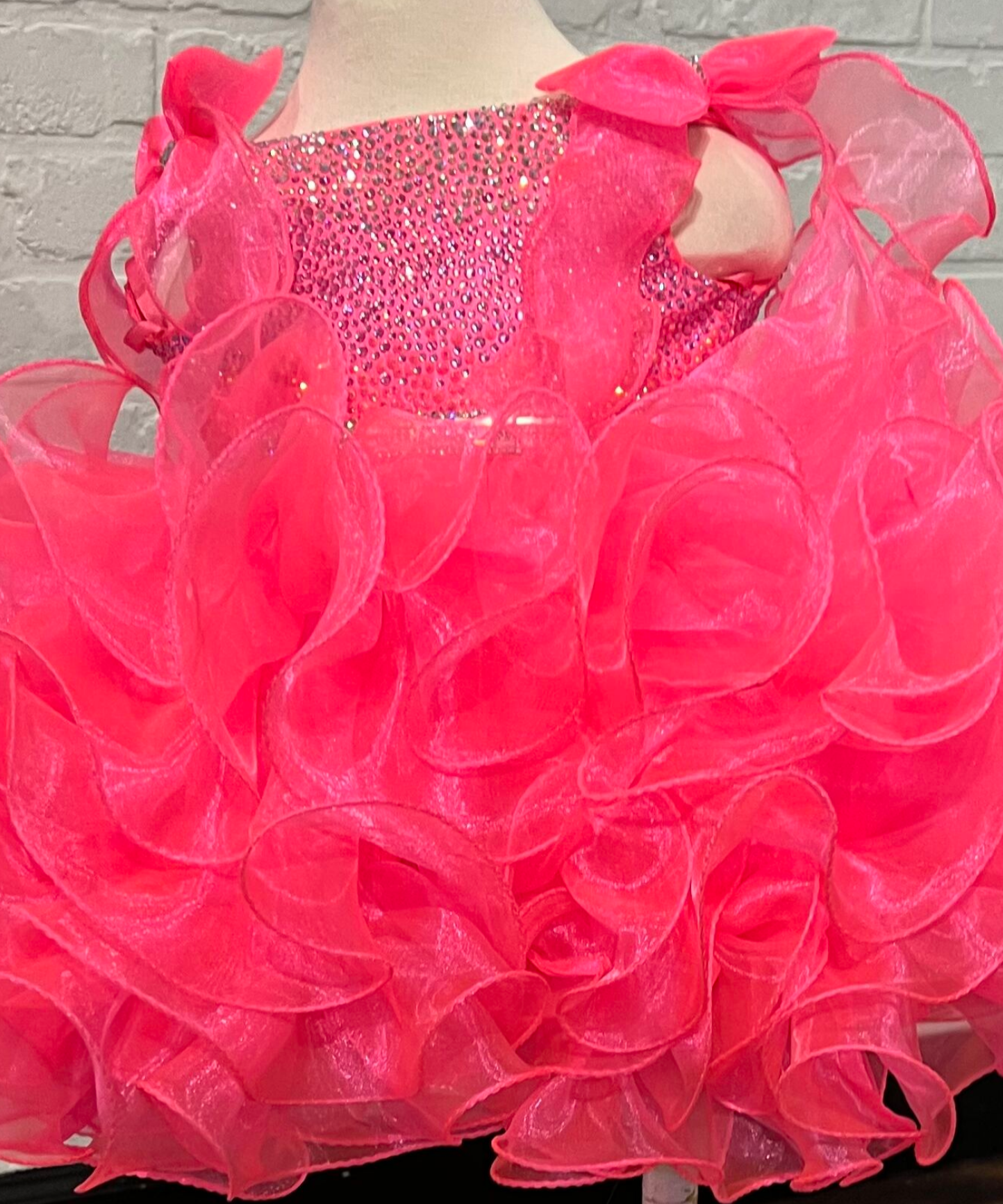 Sugar Kayne C229 Girls Cupcake Pageant Dress Bow Shoulders 6T / Pink Sugar Kayne C229 Girls Cupcake Pageant Dress Bow Shoulders 6T / Pink