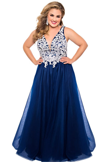 floral formal dresses with sleeves Sky Blue Floral Print Deep V Neck Puff Sleeve Flowy Dress Sky Blue / M main image 0