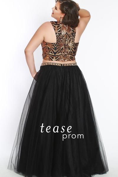 Tease Prom TE1833 Gold/Black size 14 two piece prom ballgown Sequins Tulle – Glass Slipper Formals