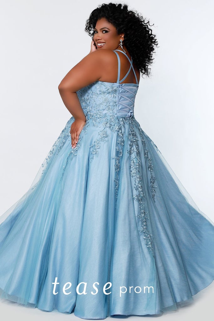 Tease Prom TE2202 Sydneys Closet Lace A Line Formal Prom Dress Plus Size Ballgown