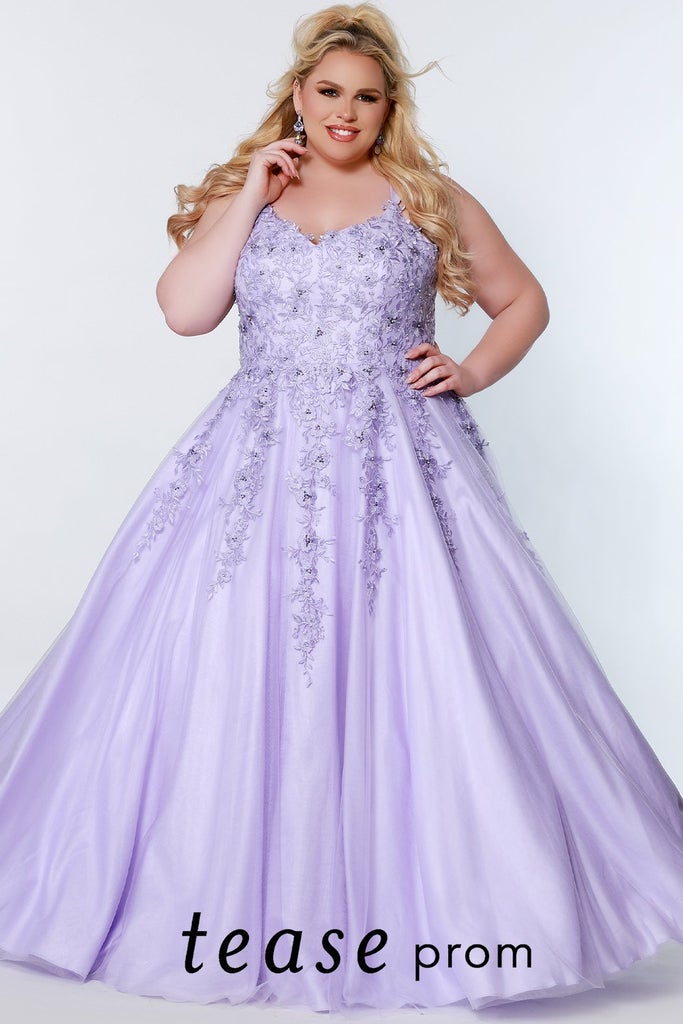 Tease Prom TE2202 Sydneys Closet Lace A Line Formal Prom Dress Plus Size Ballgown
