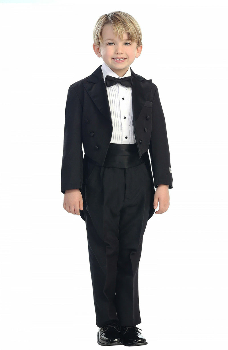 Boys 5 Piece Peak Collar Tailed Tuxedo Set - Choose Color & Size 4001