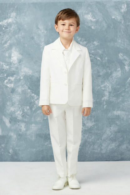 Boy's 5 Piece SLIM FIT Tuxedo Set - Ivory 4020