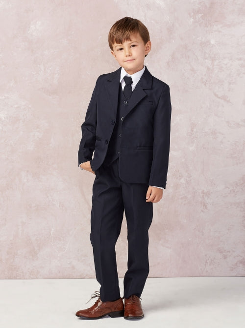 Boy's 5 Piece SLIM FIT Tuxedo Set - Navy Blue 4020