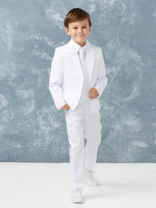 Boy's 5 Piece SLIM FIT Tuxedo Set - White 4020