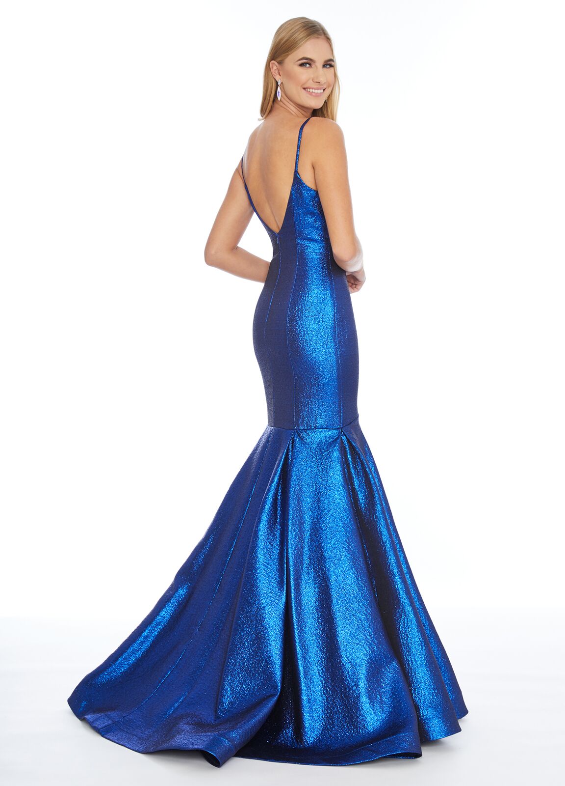 Ashley Lauren 1860 Royal Blue size 10 metallic mermaid prom dress Pageant Gown