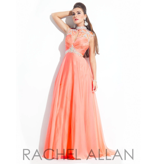 Rachel Allen 6893 Size 0 Wildfire Pageant Gown embellished Prom Dress Chiffon
