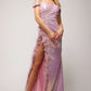 Vienna Prom Dress 8859 Feather Trimmed Evening Gown