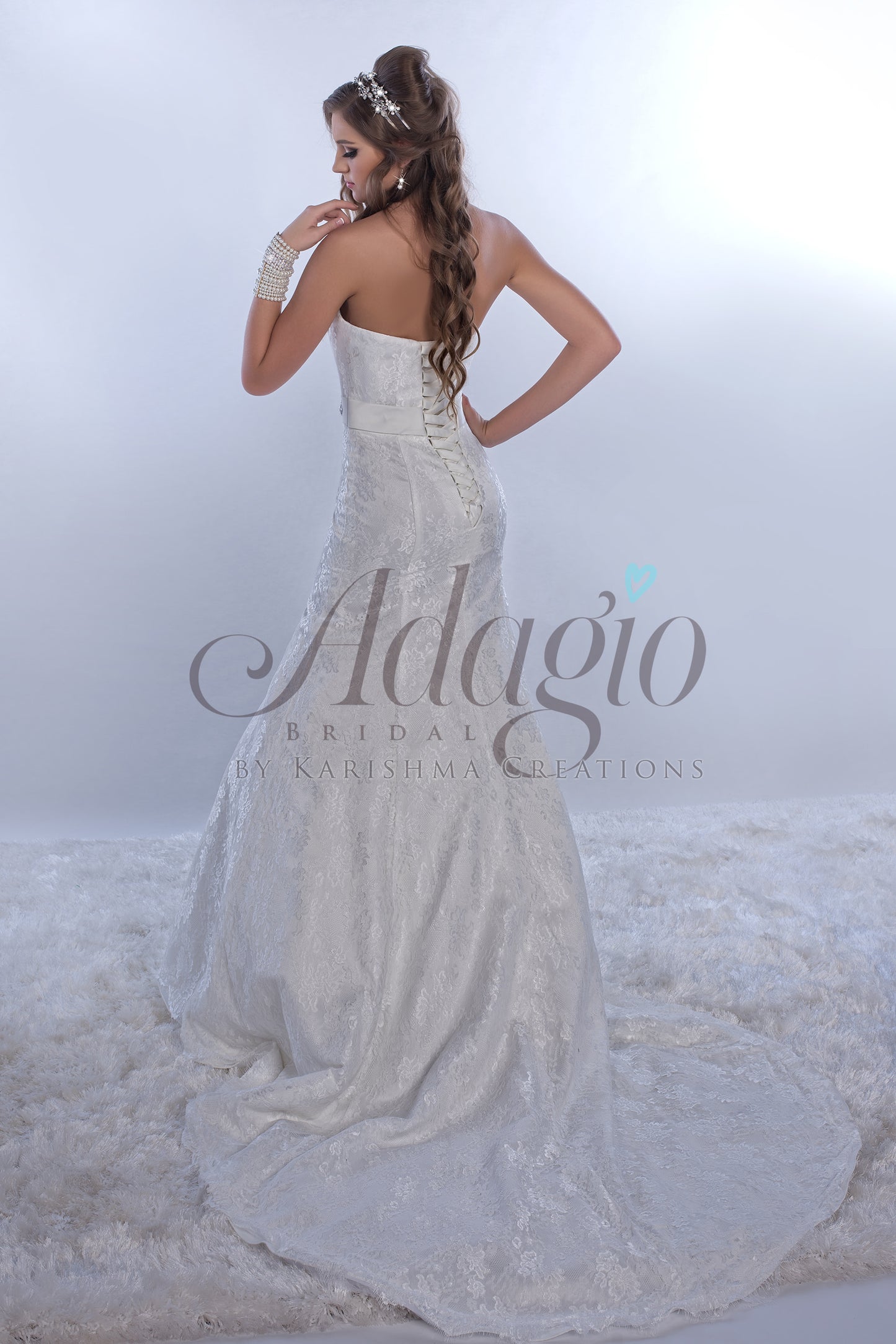 Adagio Bridal 9149 Size 14 Wedding Dress Long Lace Fit & Flare Corset Crystal Belt