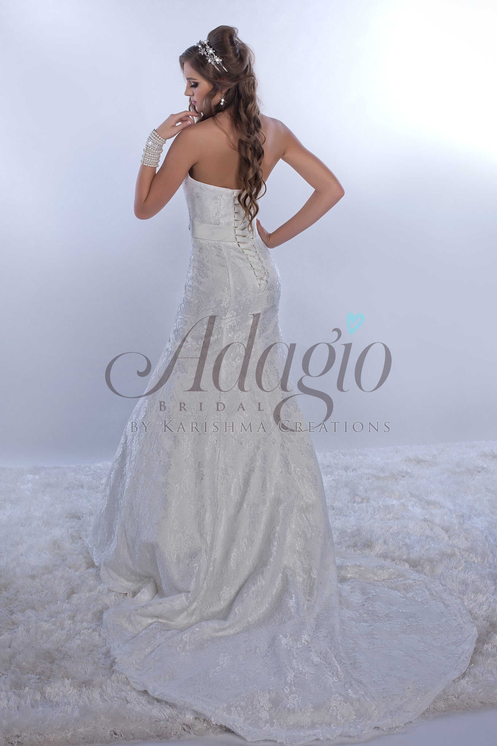in Stock Adagio Bridal 9149 Size 14 Wedding Dress Long Lace Fit & Flare Corset Crystal Belt