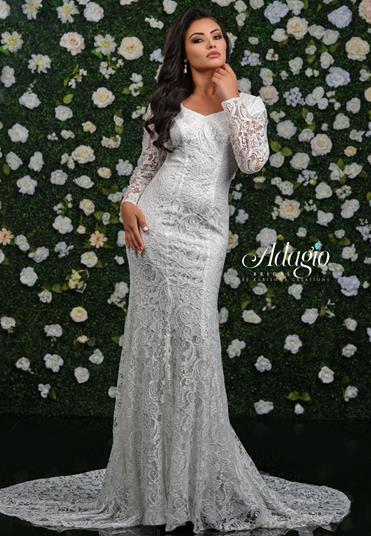 Adagio Bridal W9340 size 12 White long sleeve wedding gown