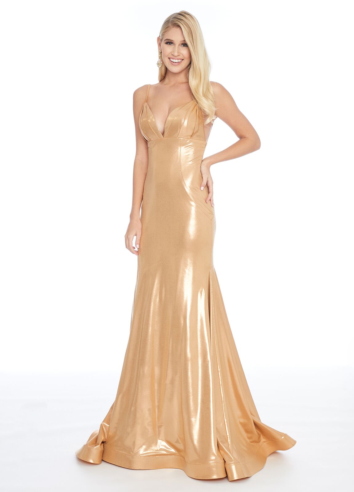 Ashley Lauren 1865 Black Prom Dress size 4, 8 metallic jersey mermaid Fit & Flare Formal Gown