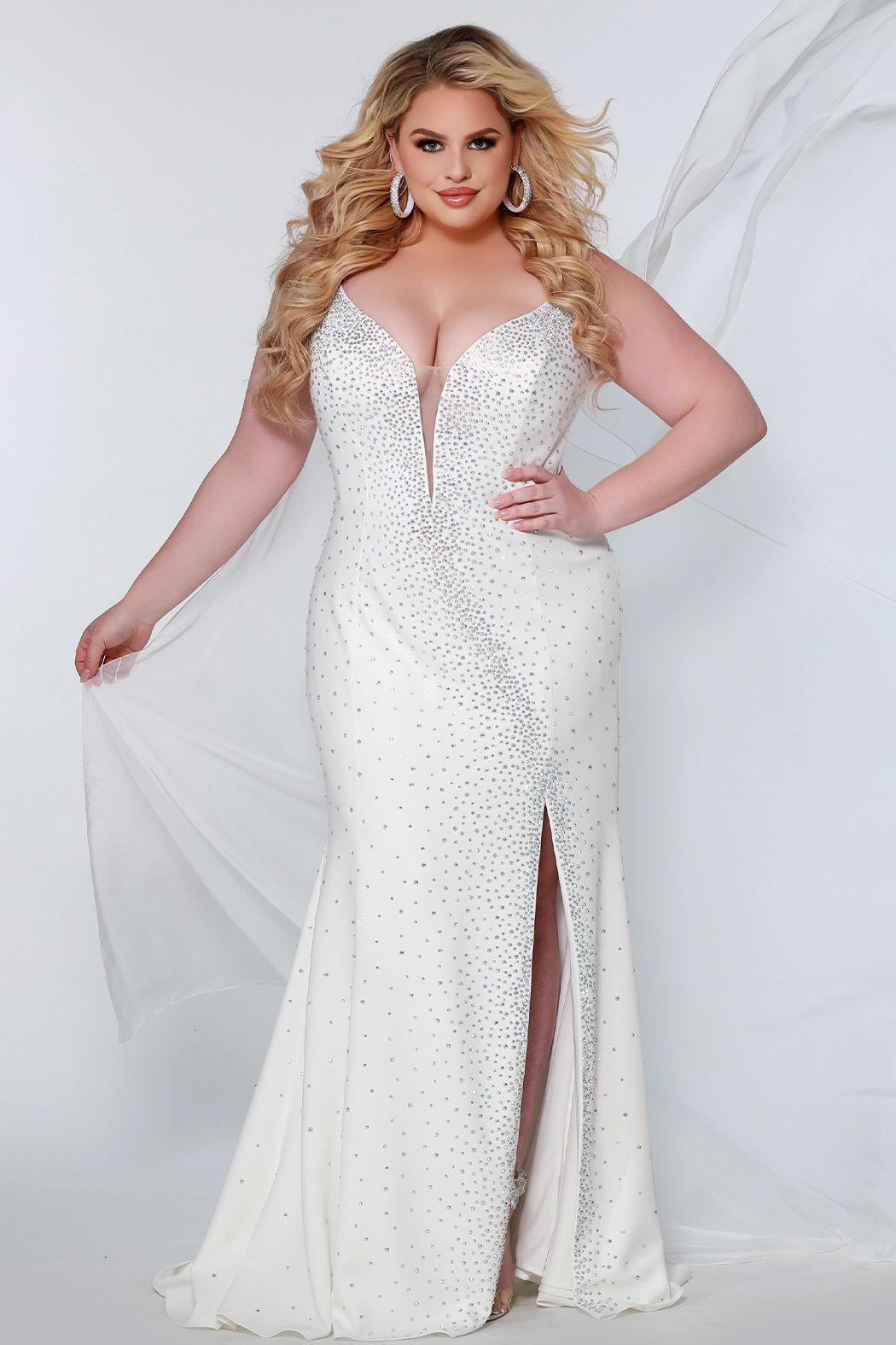 Johnathan Kayne for Sydney's Closet JK2218 Maverick Plus Sized Prom, Pageant and Formal Evening Wear Dress with Cape